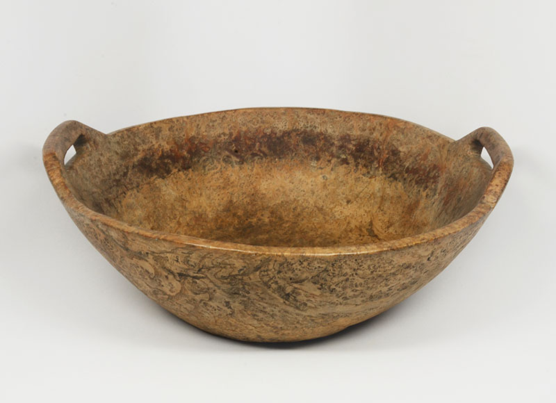 LARGE IROQUOIS ASH BURL BOWL WITH RECESSED HANDLES,, 54% OFF